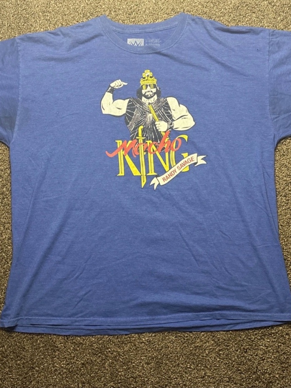 WWE Blue Graphic Tee with Yellow Accents